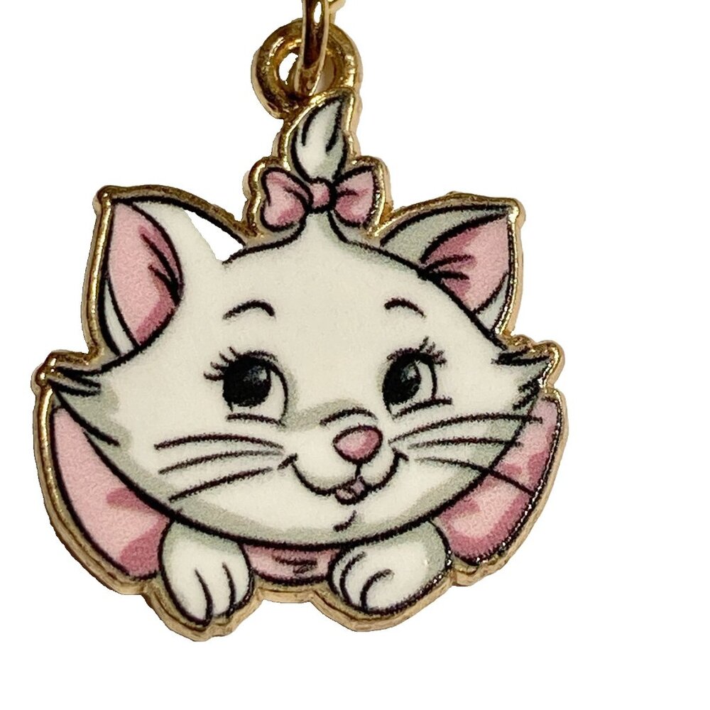 Vtg Disney Marie Aristocats Cat Clip On Charm Zipper Pull Purse Bag Pink Bow - Picture 3 of 11